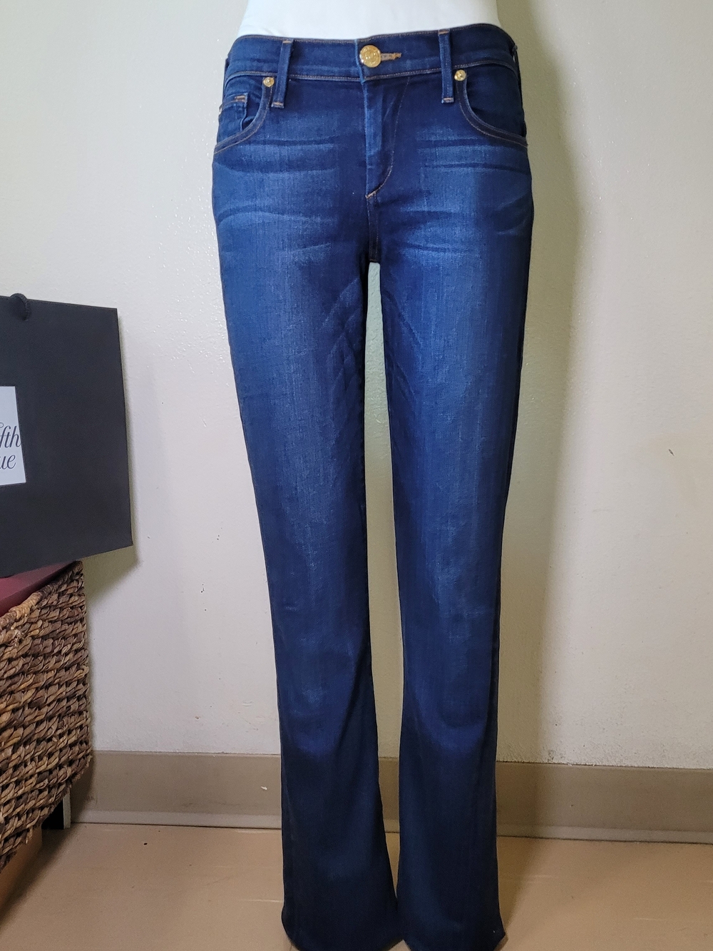 True Religion Becca Mid Rise Bootcut Dark Blue Jeans Size 26
